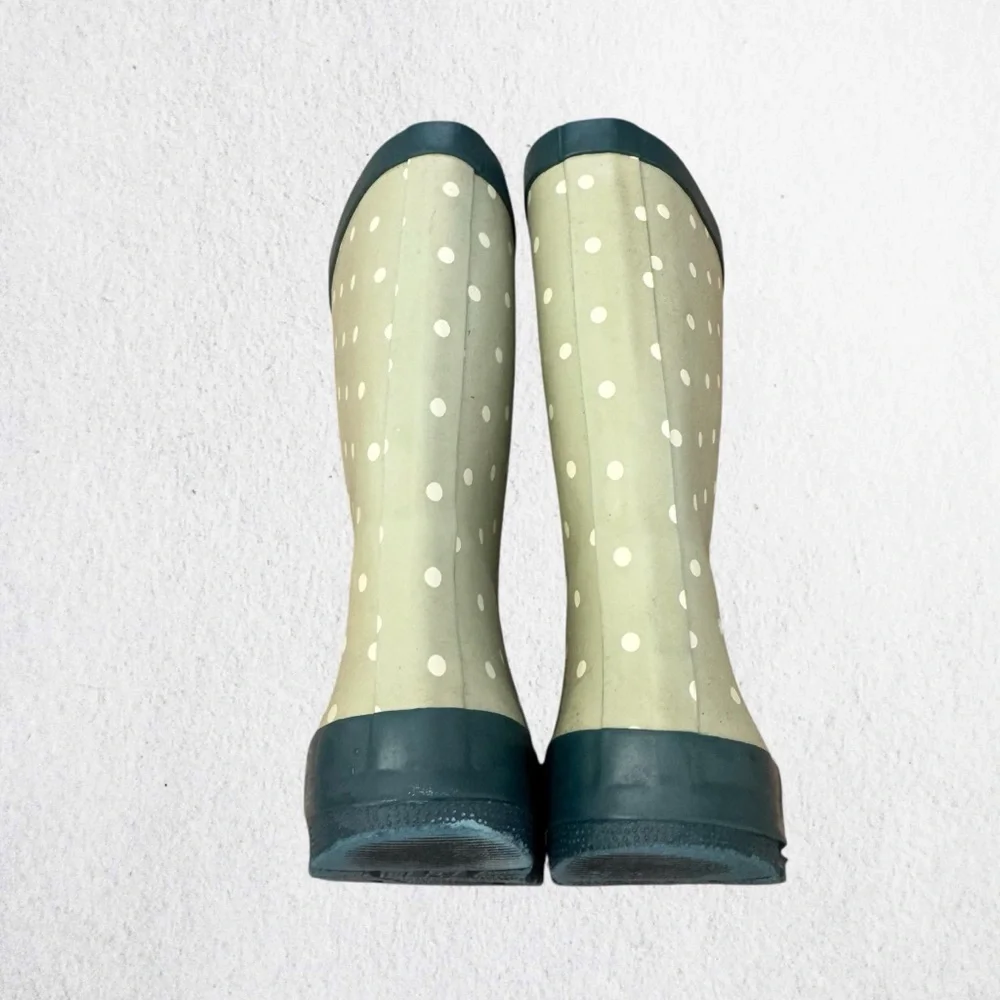 Whim and Wander Sage Green Polka Dot Rain Boots Size 11